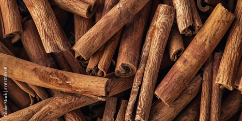 Organic Cinnamon Sticks Close-Up Texture photo