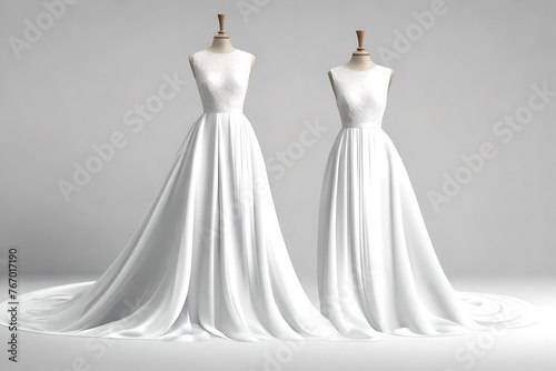 white gown mockup white background HD .