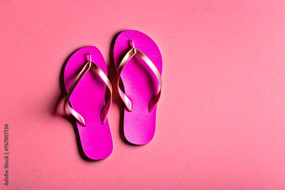 Pink flip flops in studio mockup realistic HD . Pink flip flops in studio mockup realistic HD .