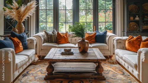 Furnished Living Room With Large Window