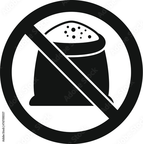 Bakery flour sack restricted icon simple vector. Gluten intolerance. Diet product