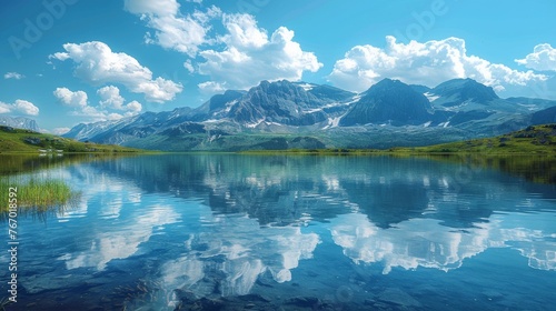 Majestic Lake and Mountains