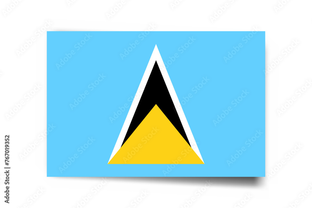 Saint Lucia flag - rectangle card with dropped shadow isolated on white background. Saint Lucia flag - rectangle card with dropped shadow isolated on white background.
