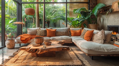 Furnished Living Room With Large Window