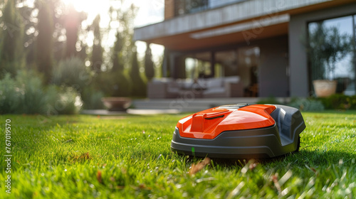 Lawn Mower in Front Yard