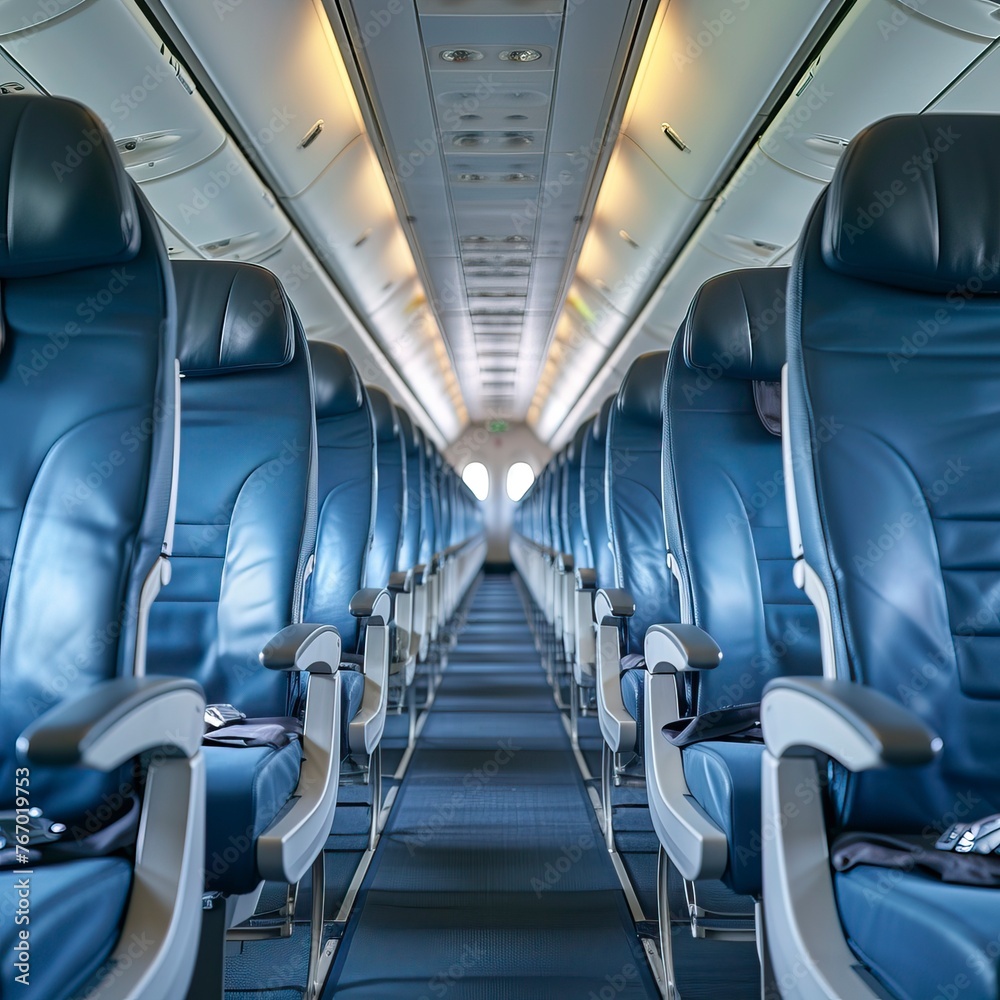 Obraz premium Empty passenger seats in cabin of the Bus