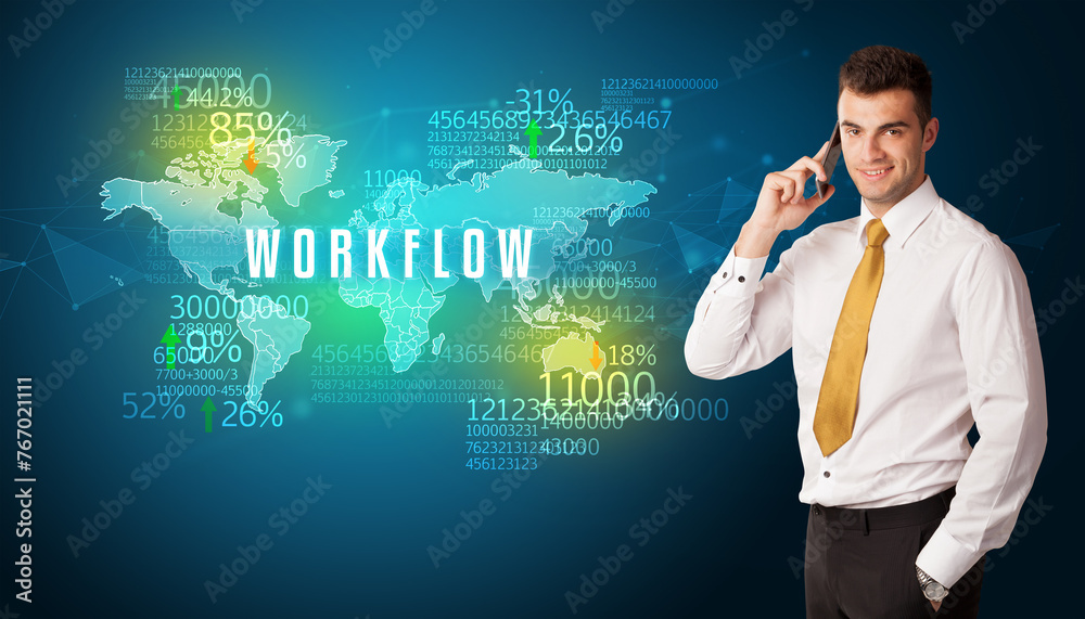 Businessman thinking about market Businessman thinking about market