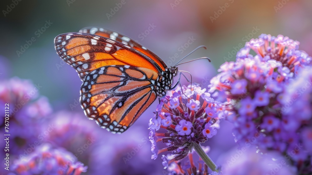 A beautiful butterfly with flowers in a natural environment in spring or summer A beautiful butterfly with flowers in a natural environment in spring or summer