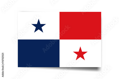 Panama flag - rectangle card with dropped shadow isolated on white background.