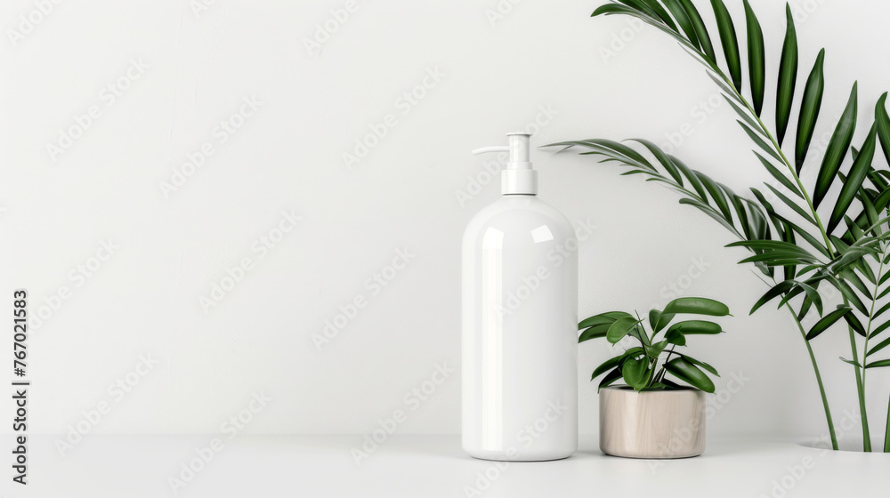 bottle of cosmetic cream with flower bottle of cosmetic cream with flower