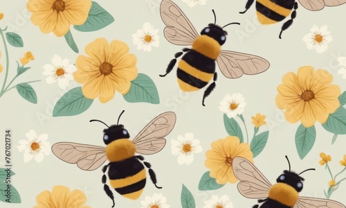 bees and illustrations. Spring concept design