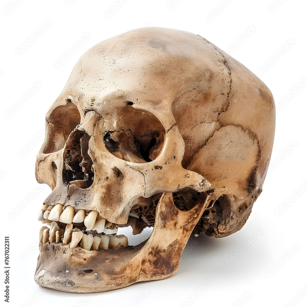 Human Skull Isolated on White Background for Scientific Study Human Skull Isolated on White Background for Scientific Study