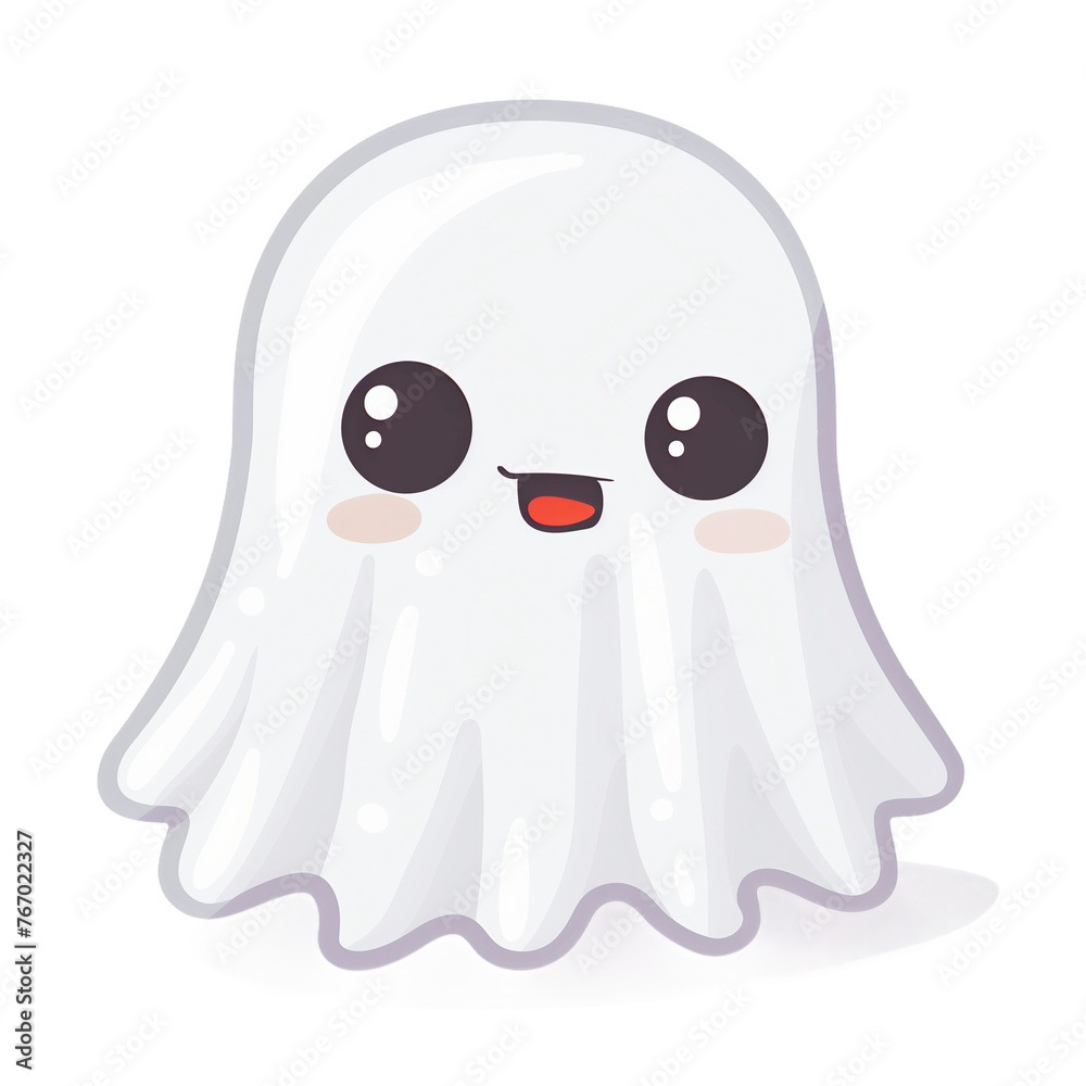 A cartoonish white ghost with a big smile on its face A cartoonish white ghost with a big smile on its face
