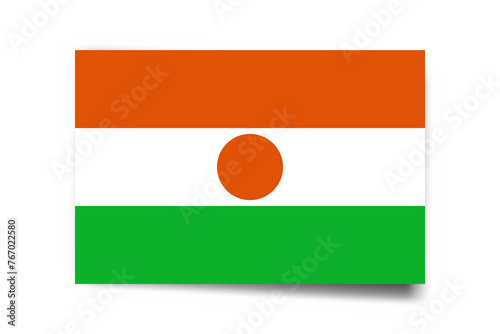 Niger flag - rectangle card with dropped shadow isolated on white background. Free Download Niger flag - rectangle card with dropped shadow isolated on white background. - GFXLoad