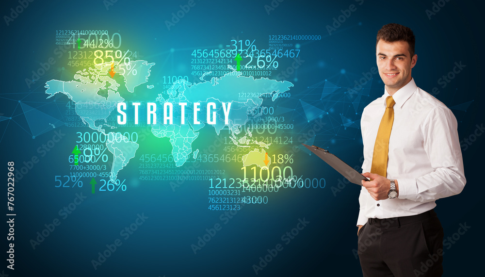 Businessman thinking about market Businessman thinking about market