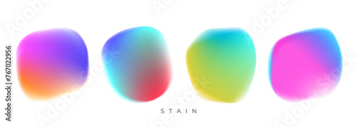 Set of blurred color stains. Bright color gradients. Vibrant defocused shapes for creative graphic design. Vector illustration.
