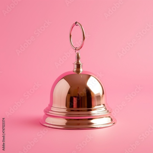 Hotel bell isolated on pink background