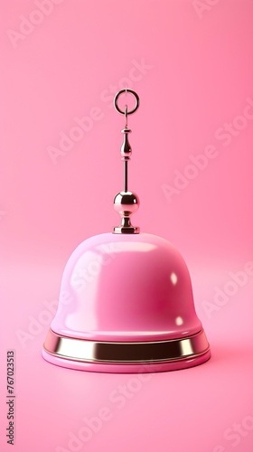 Hotel bell isolated on pink background