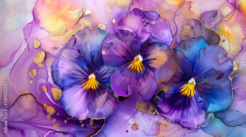 Purple violas, small delicate flowers with deep purple hues