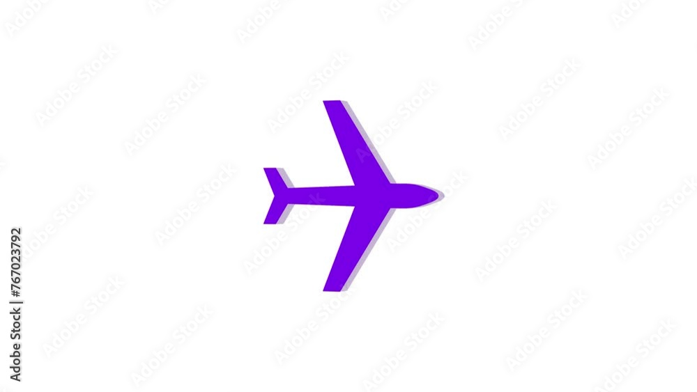 3d airplane symbol logo icon loopable rotated purple color animation on white background 3d airplane symbol logo icon loopable rotated purple color animation on white background