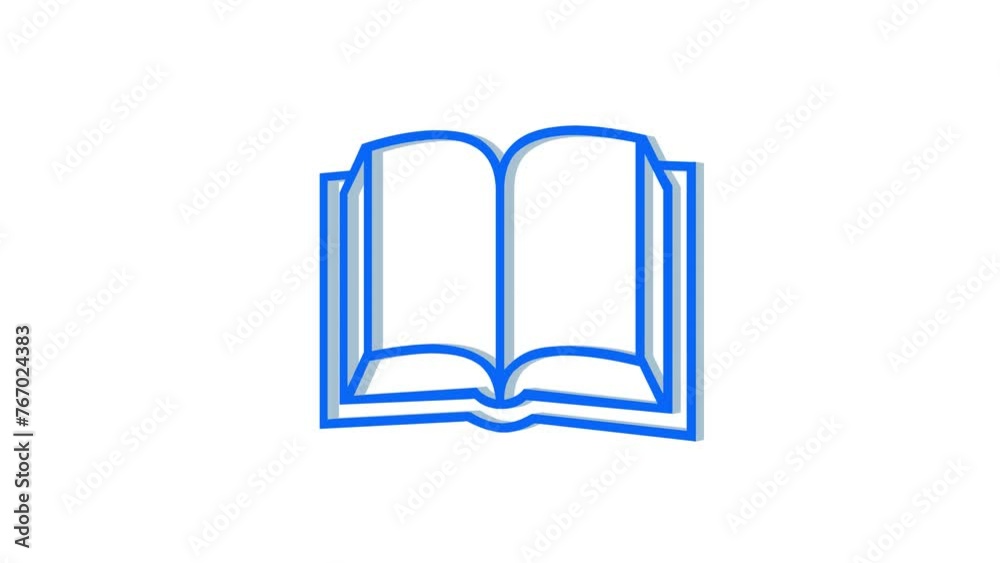 3d book symbol logo icon loopable rotated blue color animation on white ...