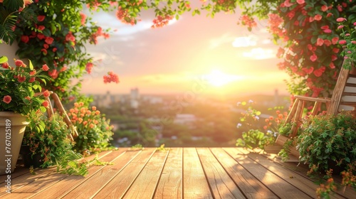 Balcony With Potted Plants and Wooden Chair