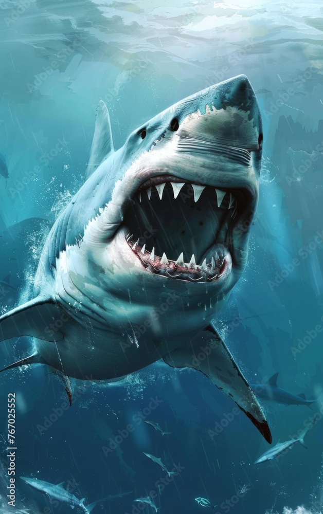 Naklejka premium huge shark in the river 