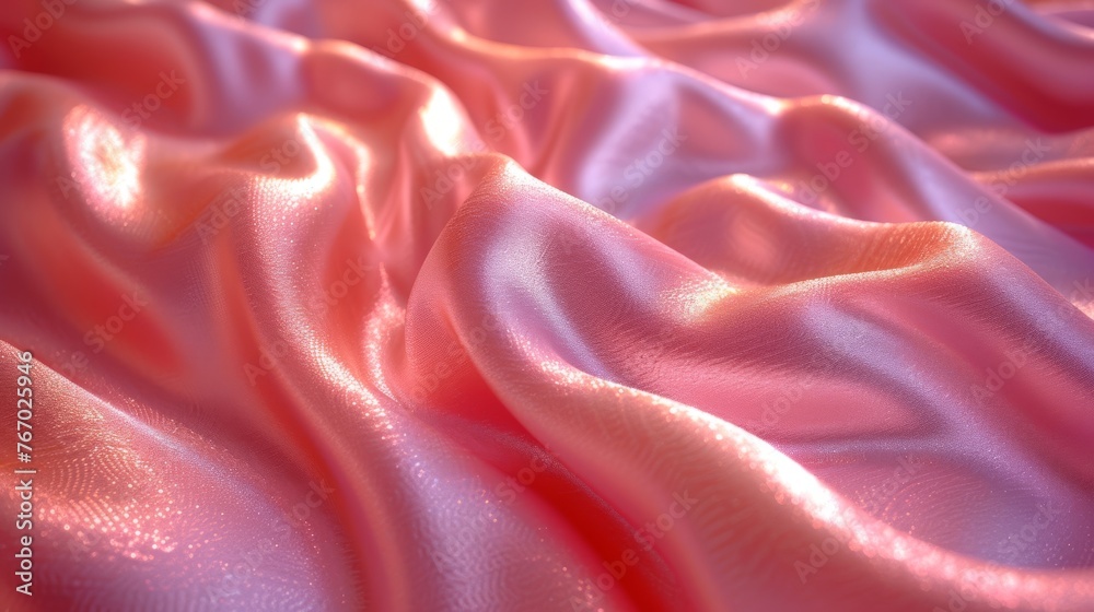 Obraz premium A pink fabric with a wavy pattern in the center is soft and blurry