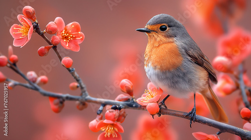 A bird in spring flowers. © Janis Smits