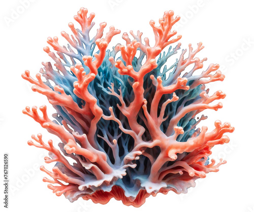 Vibrant coral reef illustration isolated on transparent background, png. Generative ai