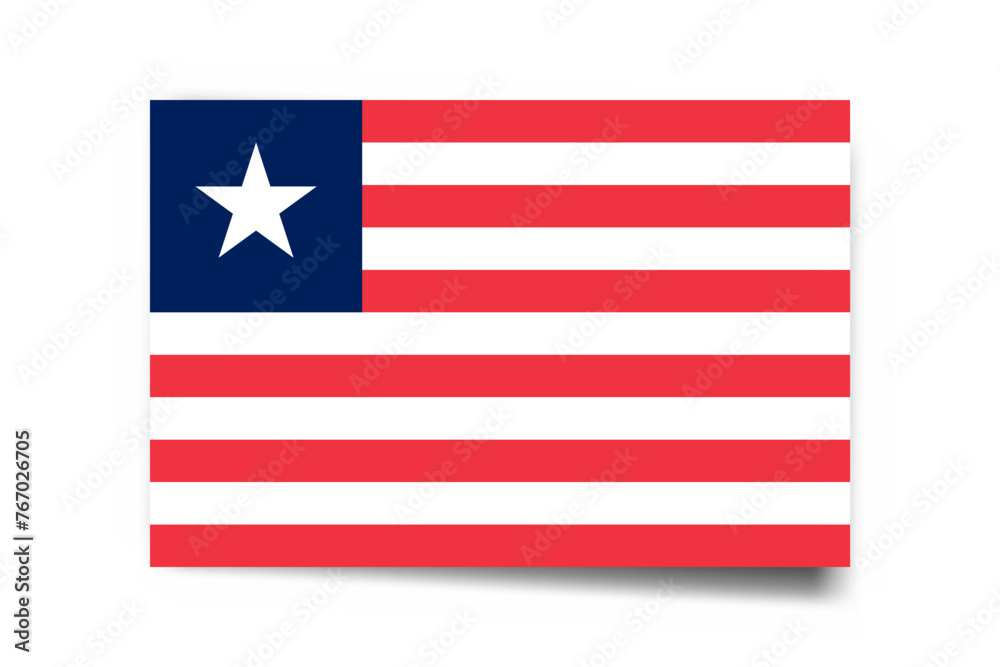 Liberia flag - rectangle card with dropped shadow isolated on white background. Liberia flag - rectangle card with dropped shadow isolated on white background.