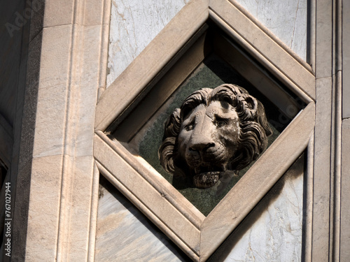 florence giotto tower detail near Cathedral Santa Maria dei Fiori, Brunelleschi Dome Italy