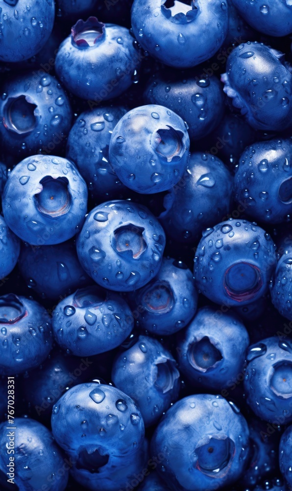 Macro shot of dewy blueberries on dark background Macro shot of dewy blueberries on dark background