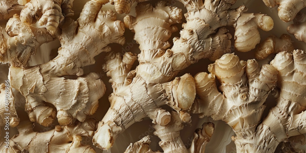 Organic Ginger Root Texture Close-Up Organic Ginger Root Texture Close-Up