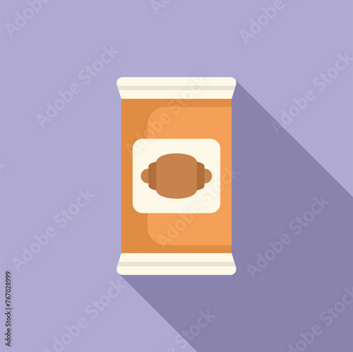 Croissant food pack icon flat vector. Cereal lunch product. Plastic paper package