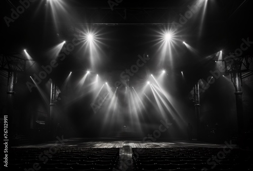 a stage with lights and a stage