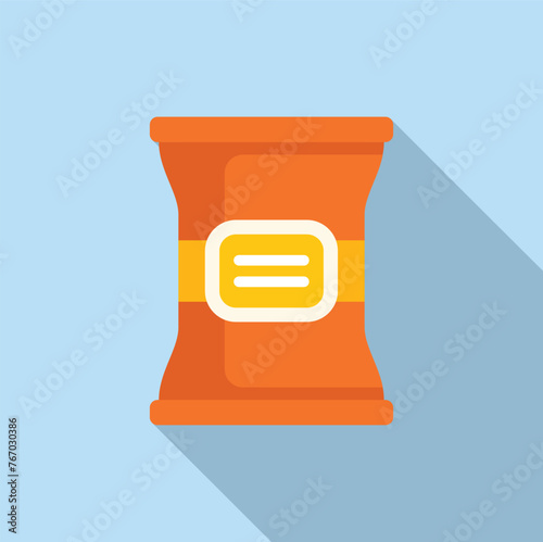 Packet snack bag icon flat vector. Food packet. Sack food product