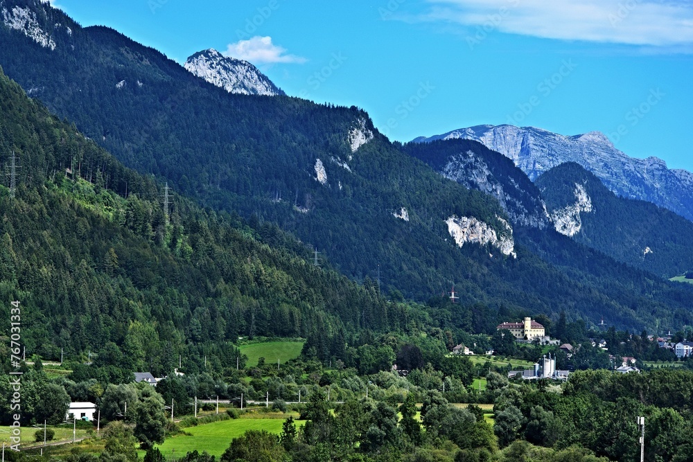 Austrian Alps-outlook on the Stainach castle Austrian Alps-outlook on the Stainach castle