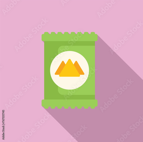 Fast snack pack icon flat vector. Food machine pack. Cereal packet