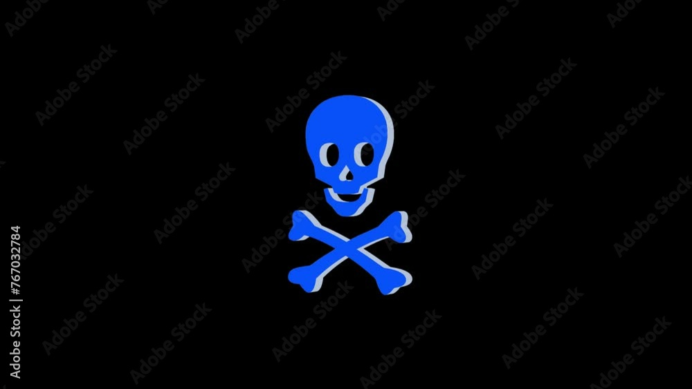 3d skull and crossbones logo icon loopable rotated blue color animation on black background 3d skull and crossbones logo icon loopable rotated blue color animation on black background