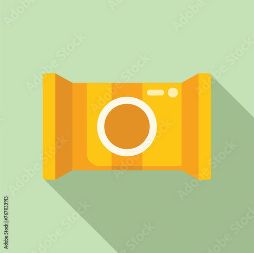 Cheese snack pack icon flat vector. Fast food packet. Meal store retail