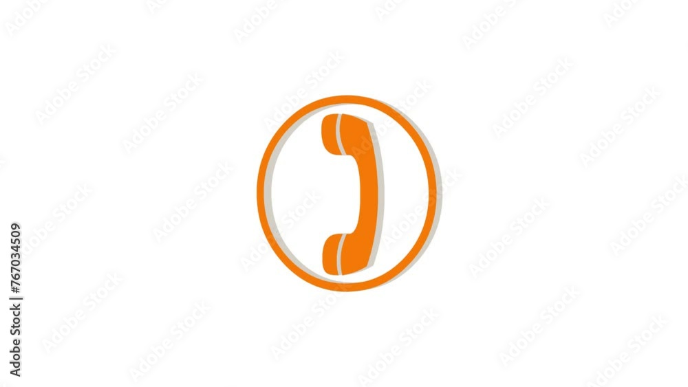 3d telephone logo icon loopable rotated brown color animation on white background 3d telephone logo icon loopable rotated brown color animation on white background