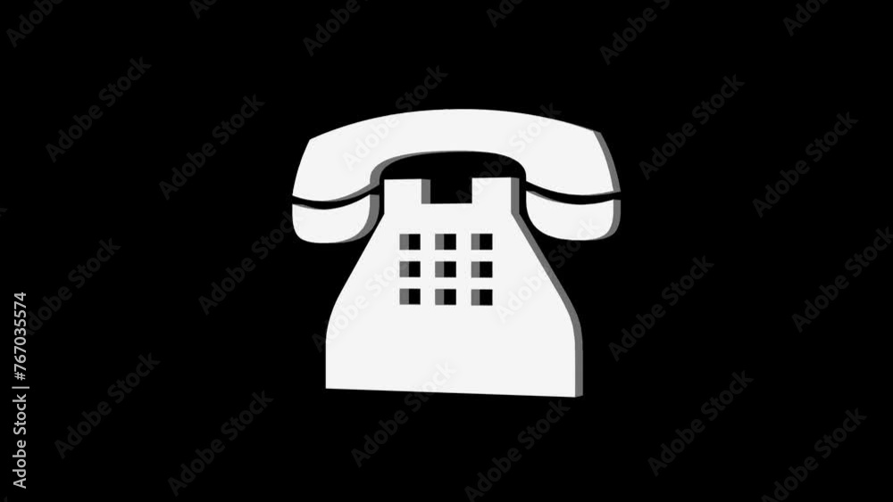 3d telephone set symbol logo icon loopable rotated white color animation on black background 3d telephone set symbol logo icon loopable rotated white color animation on black background