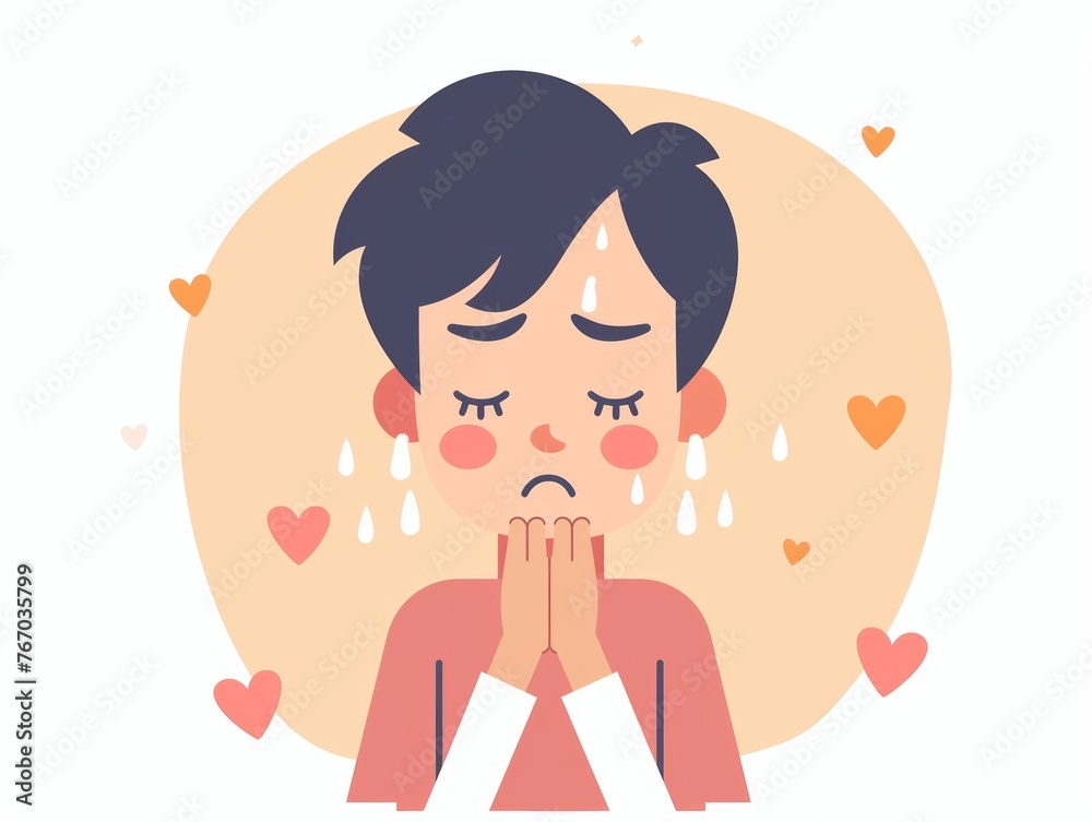 Sad Individual with Streaming Tears and Heavy Heart in a Pastel Color Palette Generative AI Sad Individual with Streaming Tears and Heavy Heart in a Pastel Color Palette Generative AI