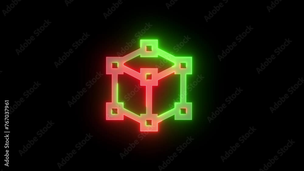 Neon hologram adjust icon green red color glowing animation black background Neon hologram adjust icon green red color glowing animation black background