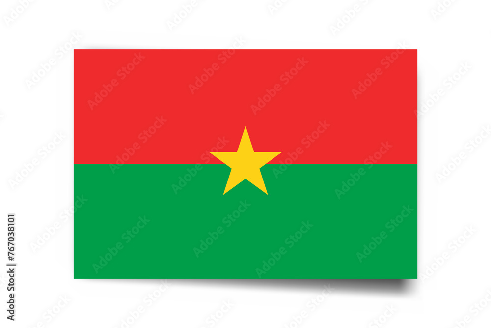 Burkina Faso flag - rectangle card with dropped shadow isolated on white background. Burkina Faso flag - rectangle card with dropped shadow isolated on white background.