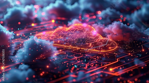 Abstract illustration representing cloud architecture platform, emphasizing the concept of internet infrastructure and showcasing an abstract technology background.