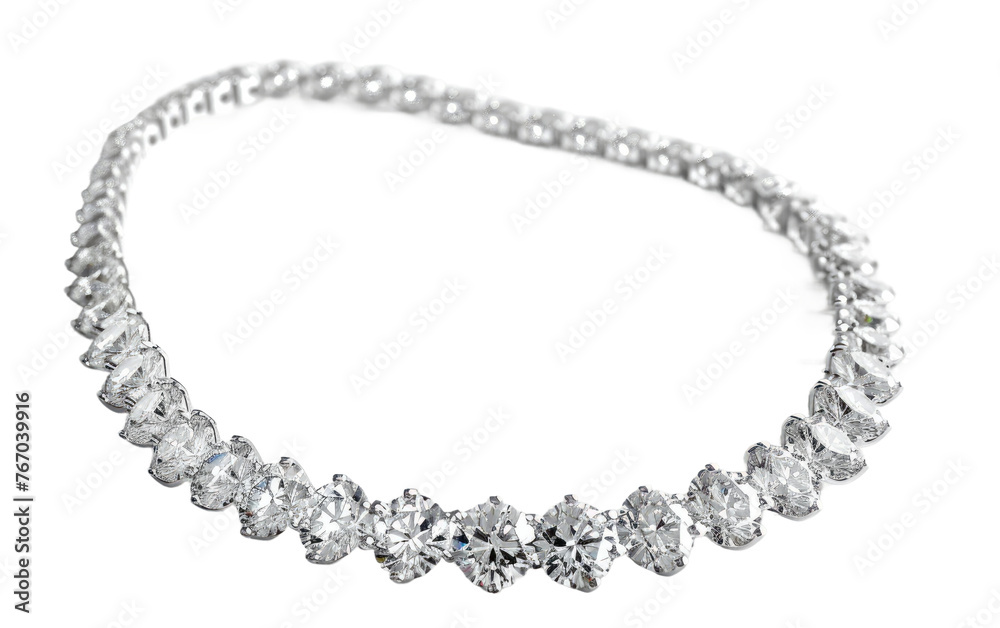 Radiant Diamond Necklace isolated on transparent Background