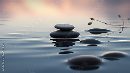 Zen stones in water  tranquility  healthy lifestyle