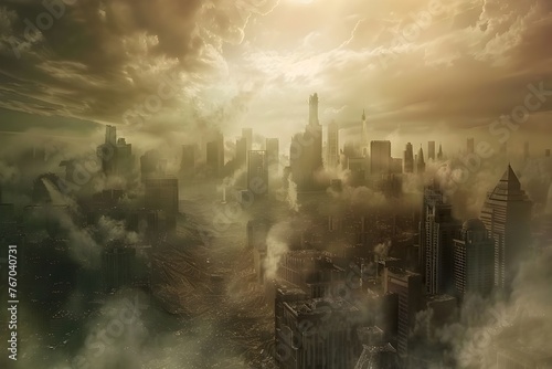 Apocalyptic Cityscape of a Devastated Urban Landscape at the End of Time